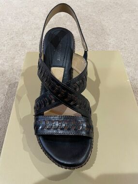 Naturalizer Black Woven Leather Slingback Sandal